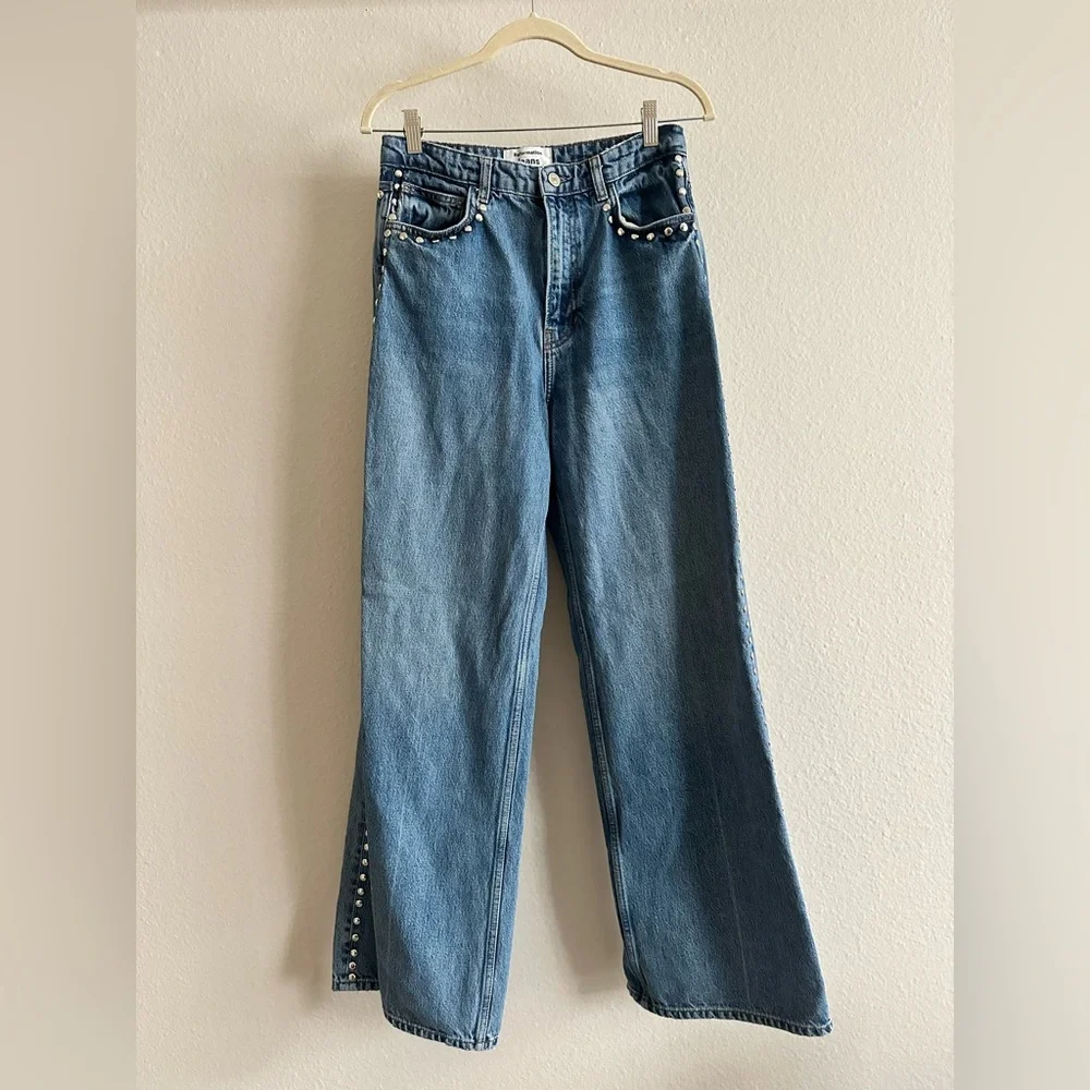 Reformation High-Rise Studded Blue Jeans - Picture 4 of 6